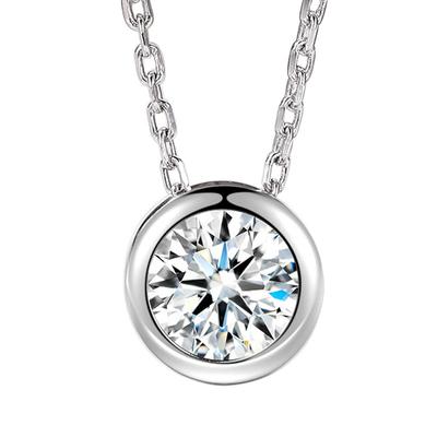 Ciondolo con zircone a diamante singolo a bolla Collana in argento sterling 925 Girocollo rotondo semplice ed elegante con clavicola