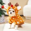 Pet Christmas Costume Deer Print Hooded Warm Outfit Medium Dogs Cats Winter