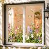 Floral Butterfly Window Static Cling 1/2 Sheets Wildflower Pattern Sticker for Birthday Party Window Decoration