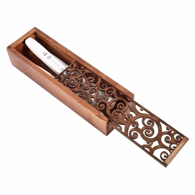 Scatola Portapenne in Legno Intagliato Retro Scatola Portaoggetti Portatile Carina per Studenti Cancelleria Multifunzionale Accessori da Scrivania Materiale Scolastico