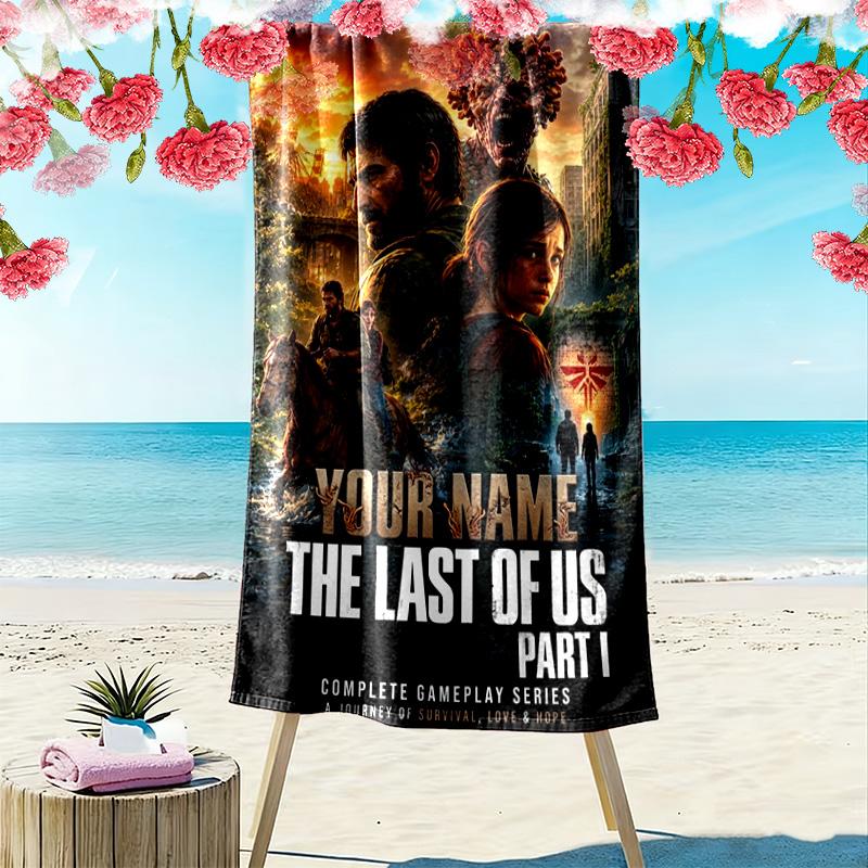 Name Custom The Last Of Us Print Beach Towel, Large Soft Quick Dry Towel for Beach Camping Swimming