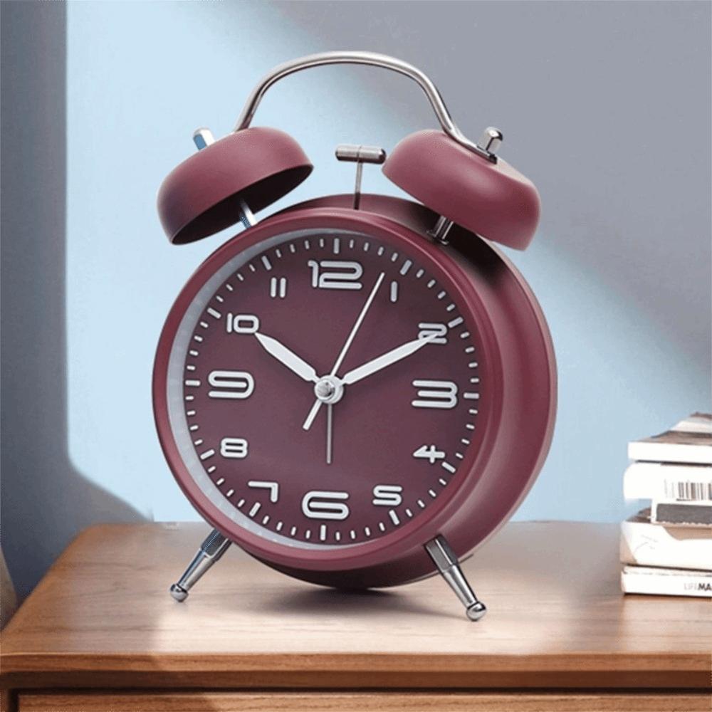 4 Inch Student Alarm Clock Metal Frame Silent Table Clock Twin Bell Loud Alarm Clock  Students