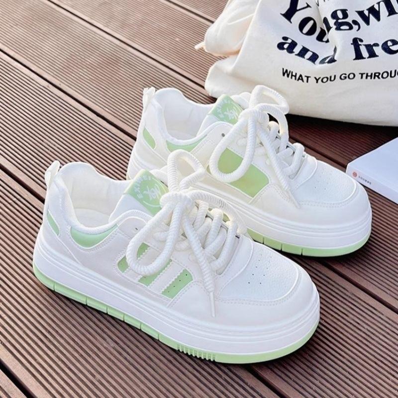 Women's Thick Soled Sneakers Fashion Flat Shoes Lace Thin Soled Small White Shoes Zapatillas De Deporte Zapatillas Mujer