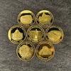7PCS Seven Wonders Challenge Gold Badge, World Architecture Memorial Gold Coin Decoration Collection