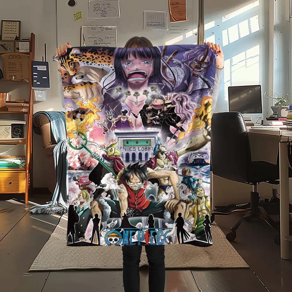 One Piece Character Print Flannel Blanket,High Quality Comfortable for All Seasons,Home Decor,Warmth and Comfort,Perfect for Christmas Gifts