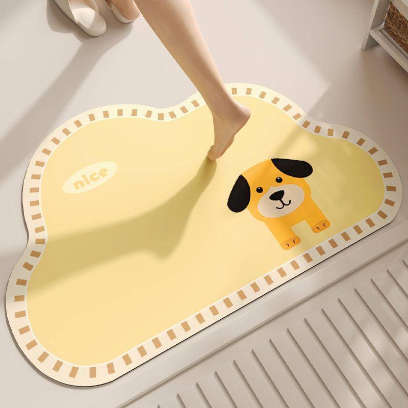 Cute Cartoon Diatom Mud Floor Mat, Bathroom Non-Slip Absorbent Quick-Drying Floor Mat, Bathroom Door Dirt-Resistant And Wear-Resistant Floor Mat