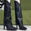 Black Retro Style Pointed Rivet Trouser Boots 2025 New Niche Design Sense Fashionable Versatile Western Cowboy Boots