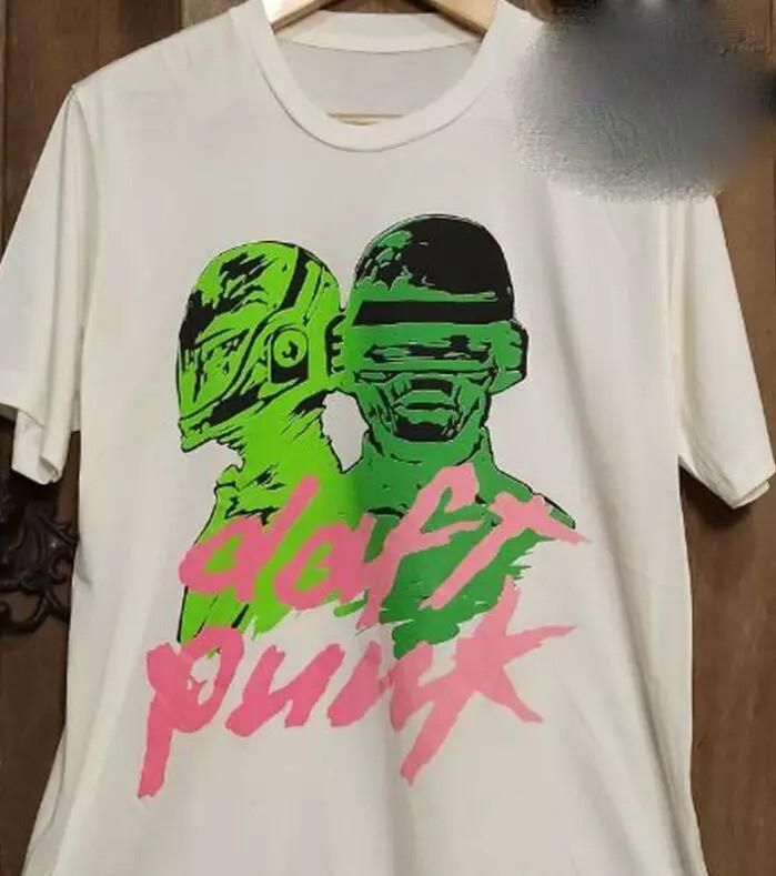 Vintage Daft Punk Shirt Green Pink Graphic Tee Unisex S-5Xl Unisex T-Shirt XL