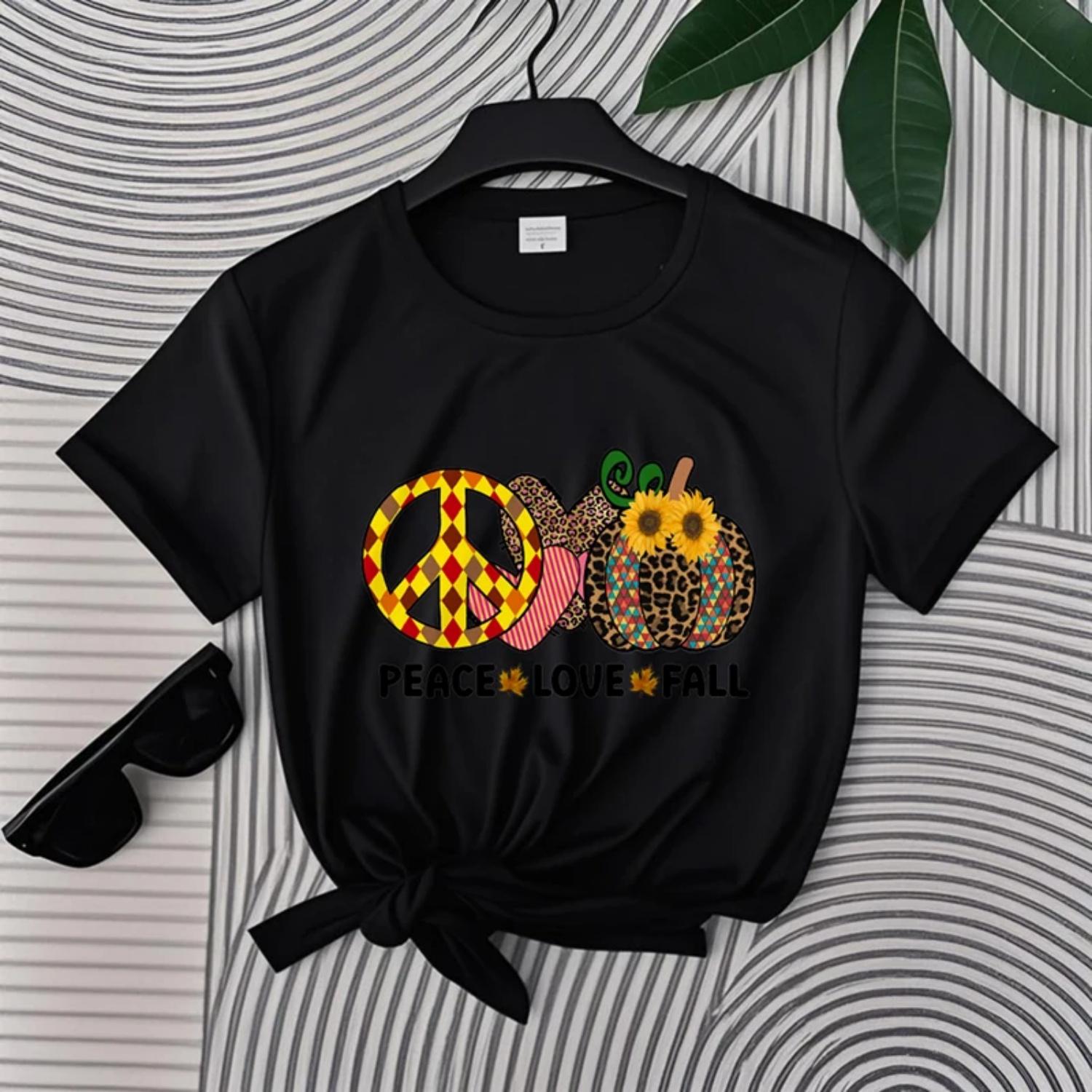 

Women s round neck exquisite printed T-shirt fashionable vitality super eye-catching 2025 fashion casual S чёрный
