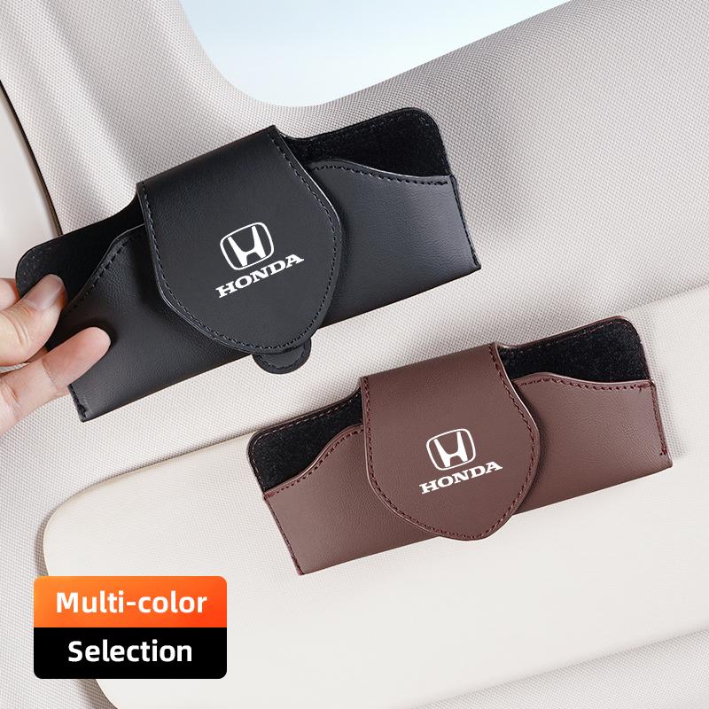Car Glasses Storage Box Sun Visor Hanging Organizing Bag For Honda Civic Accord Fit Jazz Pilot CRV Odyssey Passport City Keyring
