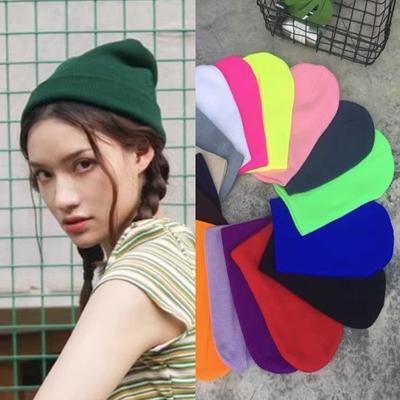 Autumn and Winter Men and Women Same Hats Warm Knitted Hats  Street Dance Wool Hats  Pullover Hats  Solid Color  Versatile Pile Hats