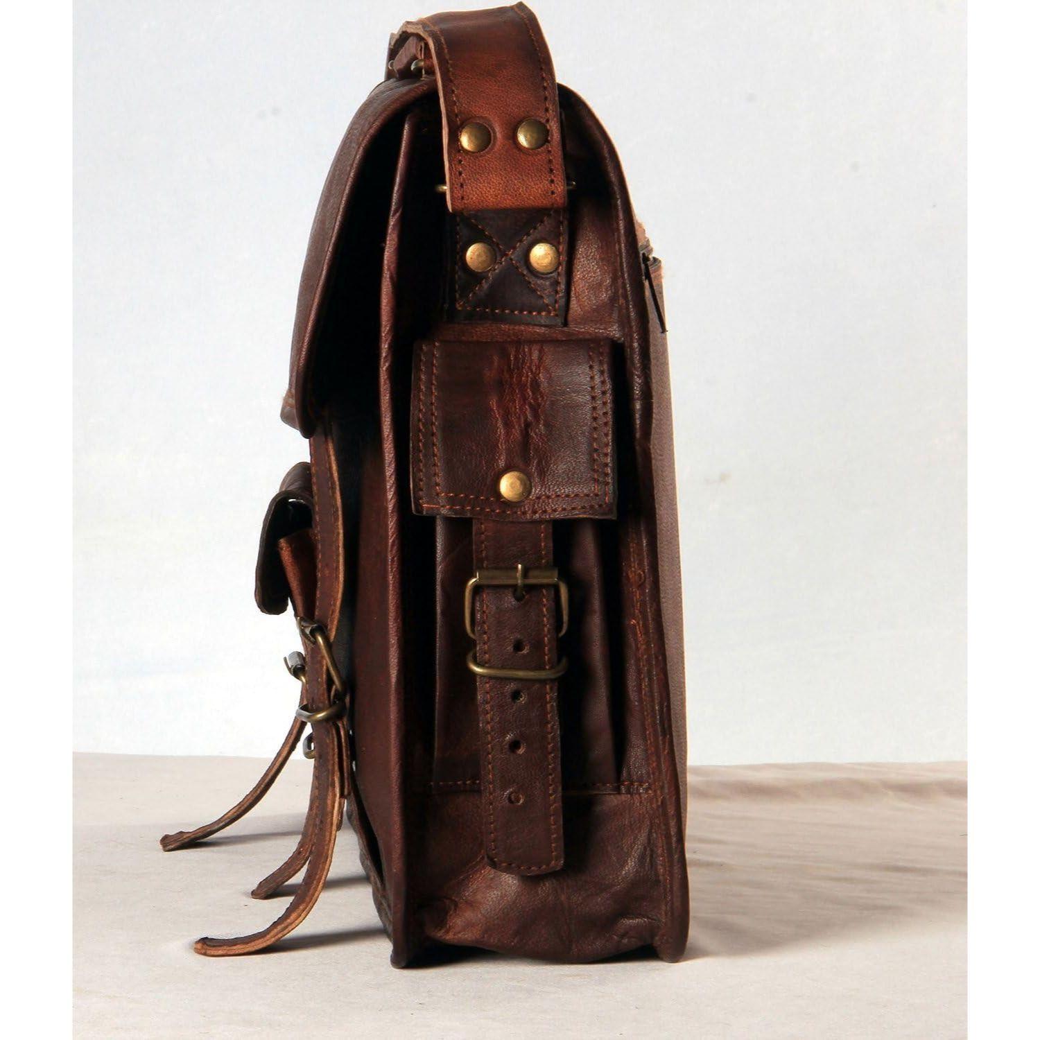 Кожаная сумка ручной работы унисекс из натуральной кожи для ноутбука — фото 2