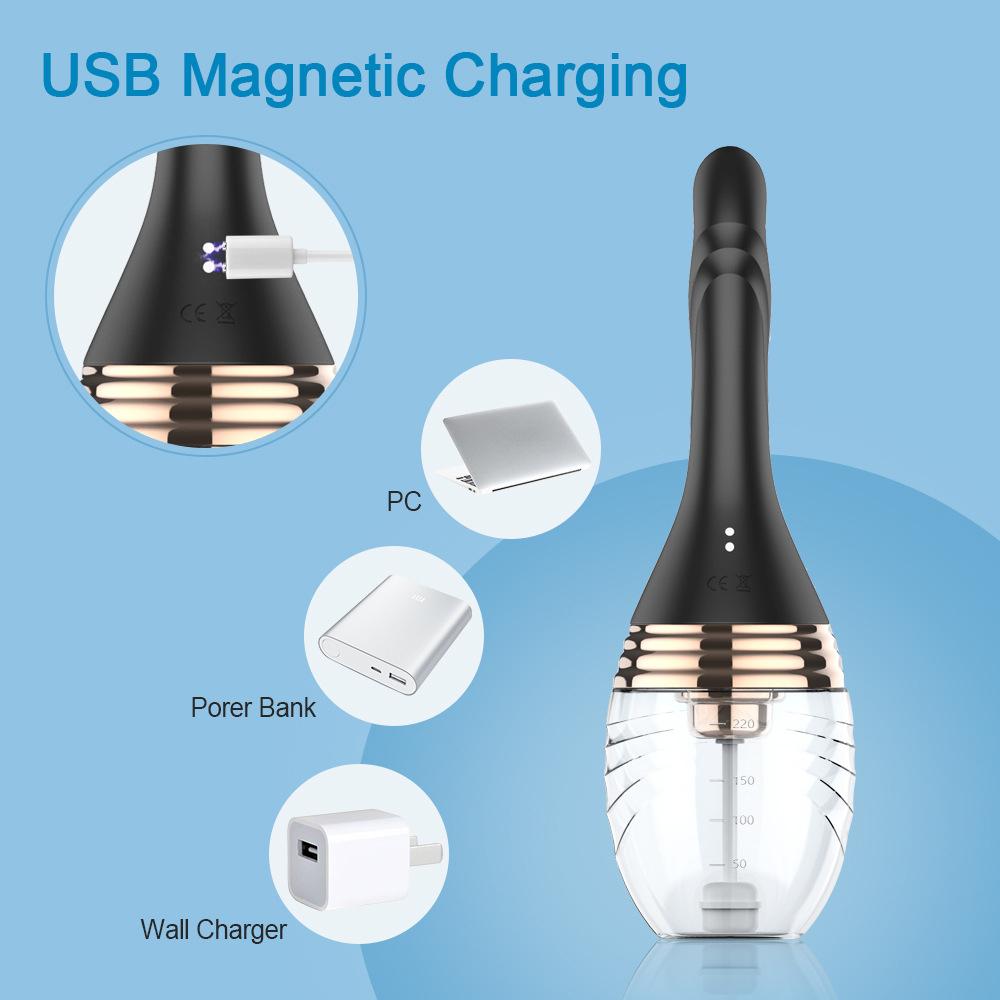 Automatic Electric Enema Bulb Rechargeable Anti Back-Flow Douche for Men Women Private Hygienic Douche for Women Vagina Cleansing