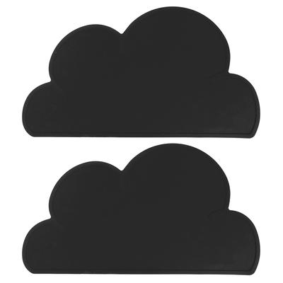 2pcs Children Cloud Shape Placemat Silicone Waterproof Heat Insulation Feeding Plate PlacematBlack