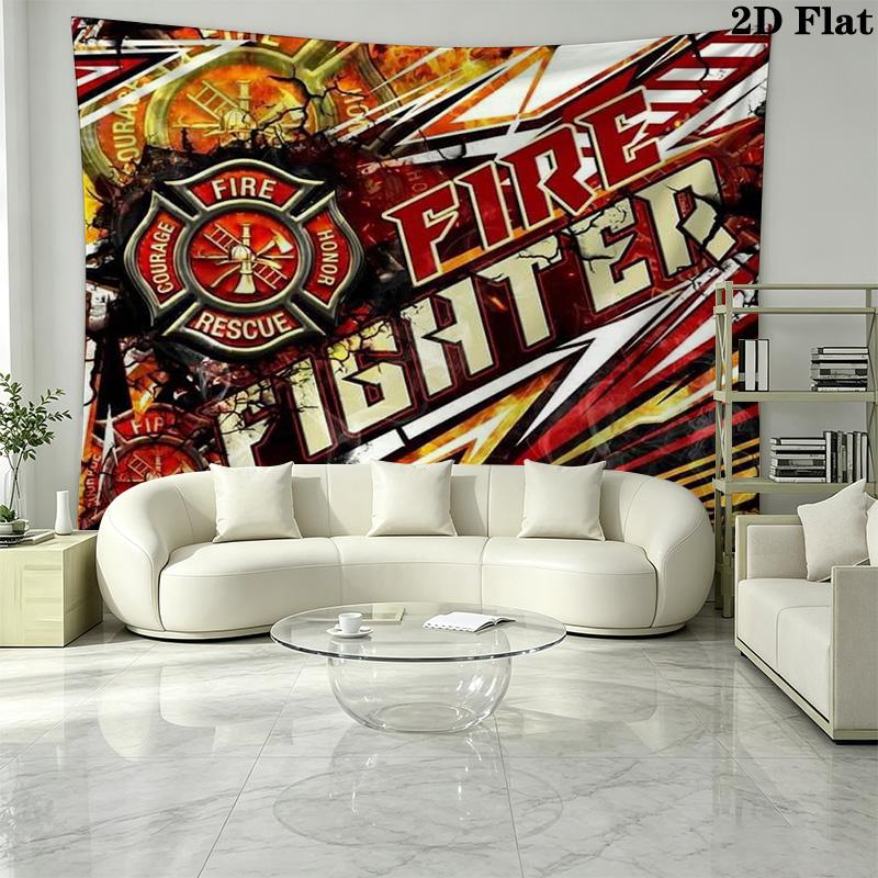 Firefighter Wall Tapestry Aesthetic Wall Hanging Printed Fabric Blanket Decorative Tapestries for Bedroom Living Room Home Decor