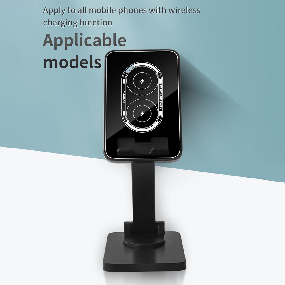 H12 15W Wireless Charger Foldable Desk Phone Holder Portable Charging Stand for Desktop Live Streaming