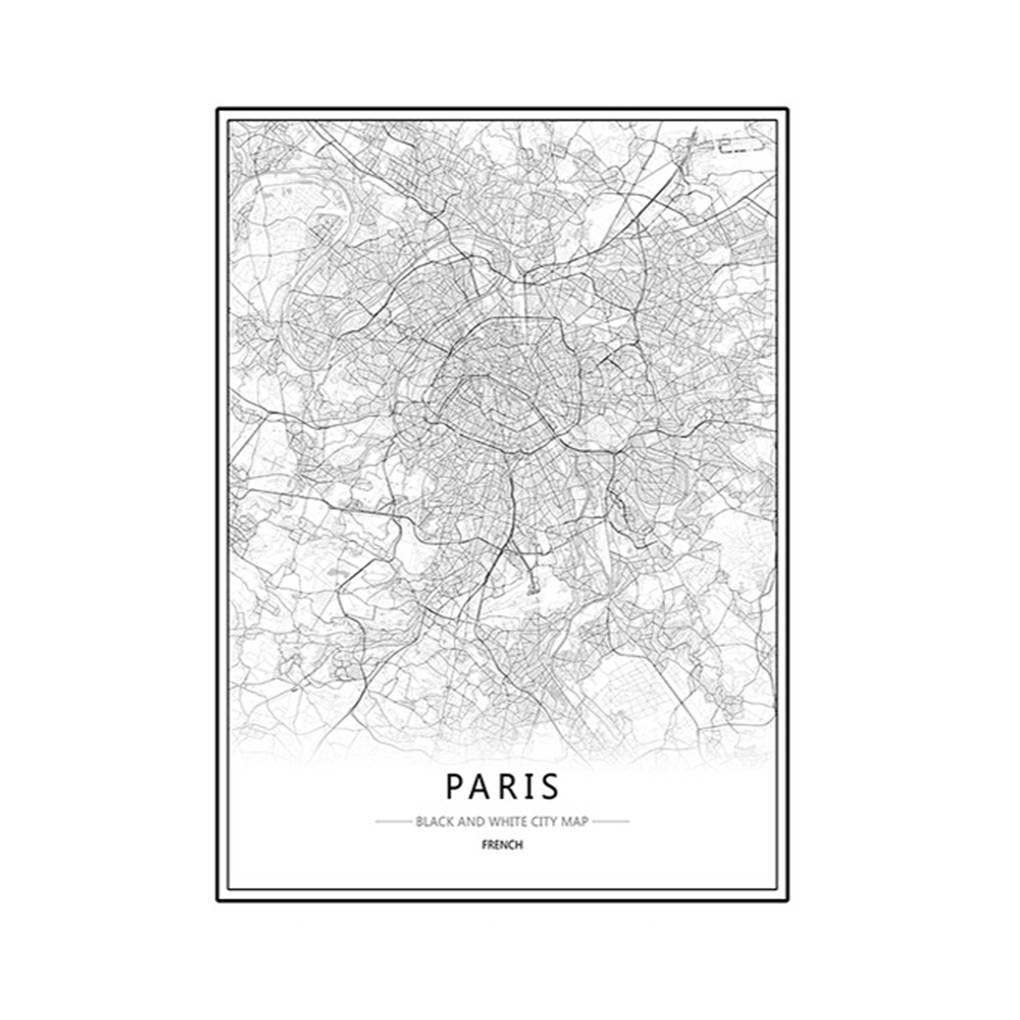 Framed World City Map London Paris New York Poster Home Deco Art Canvas Painting
