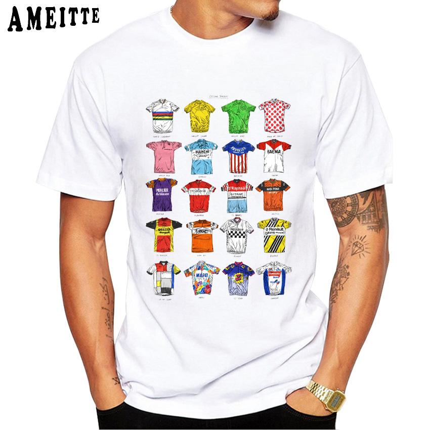 A Collection Of Cycling Jerseys Print T Shirt Fashion Men Short Sleeve Old Bike Bicycles Sport