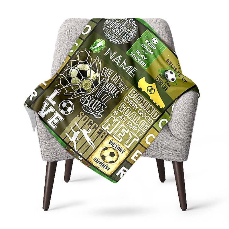 Football Hat Customize Your Name Blanket Used For Chair Office Sofa Bed Camping Soft And Warm Giving Friends And Relatives Birthday Graduation Gift