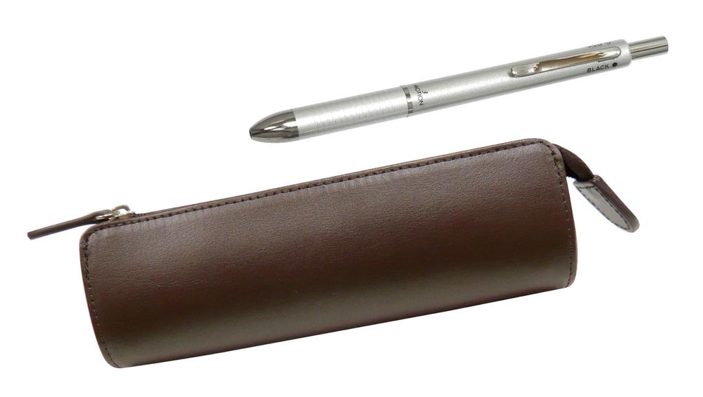 Takizawa Recycled Cowhide Pencil Traditional Standard Brown with Silver Case, 3-Mecha Set, T23-LS028C-3MS