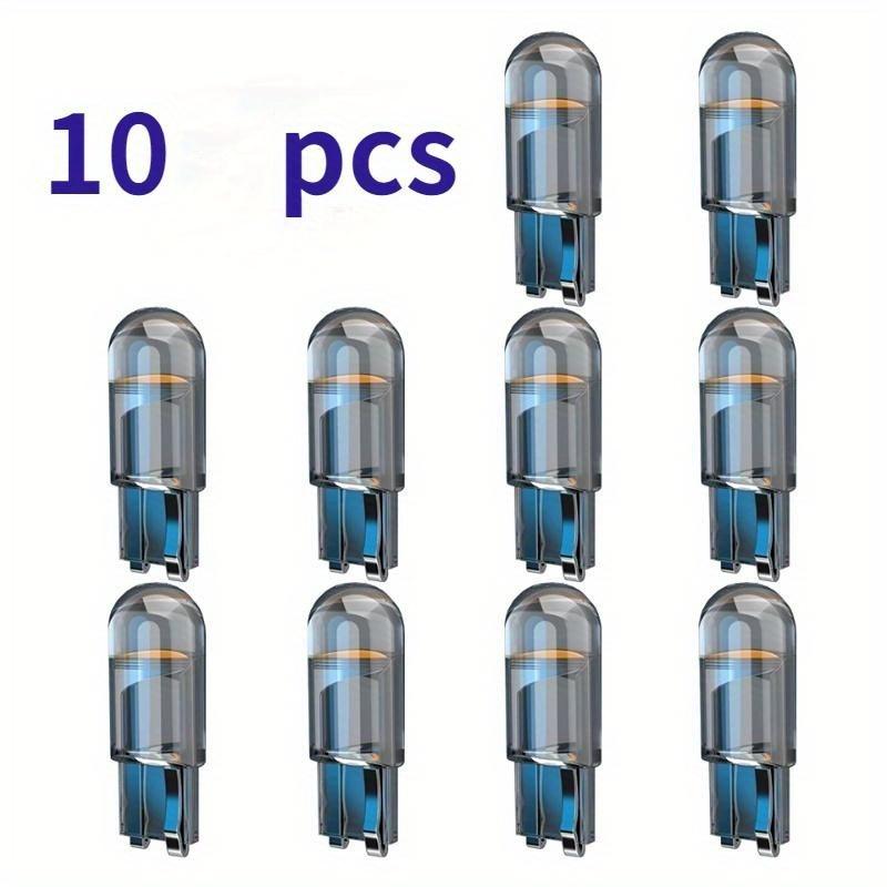 10pcs New 2023 W5W T10 LED Car Interior Bulb 12V Acrylic 6000K 7 Color Wedge Dome Indicator Reading Light Bulbs - Multipurpose