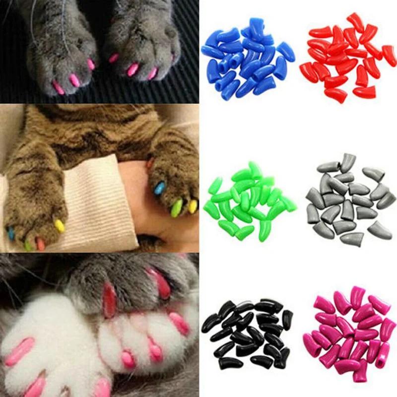 20pcs Silicone Soft Cat Nail Cap Cat Paw Claw Pet Nail Protector Cat Nail Cover Pet  Protector Kitten Cat Pet Products