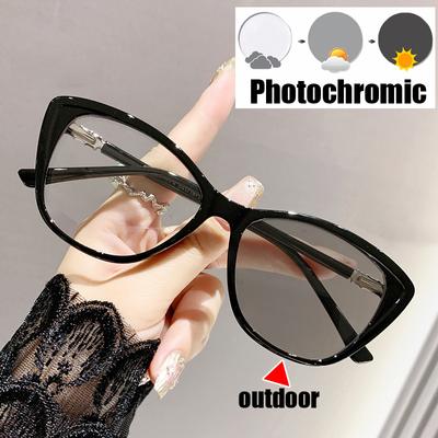 Nové trendy sluneční fotochromatické anti-UV sluneční brýle pro kočičí oko Vintage Blue Light Blocking Color měnící brýle s dioptrií až -4,0