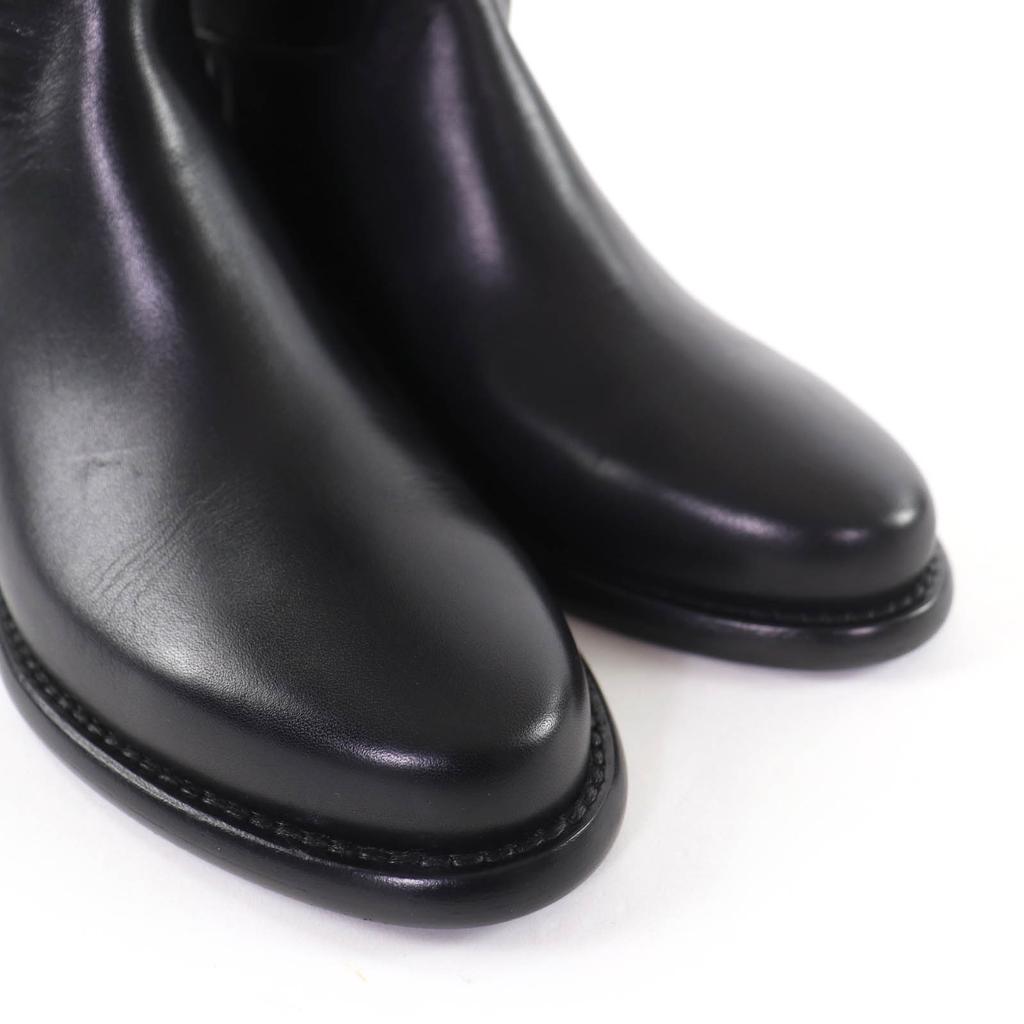 Excellent LOUIS VUITTON Knee-high boots LV logo leather black leather Women 36 Used