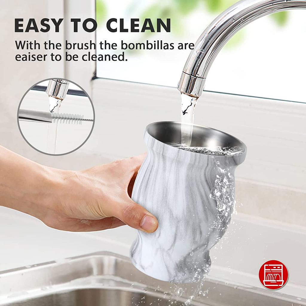 Přírodní kalabasa na Yerba Maté/Čajový šálek se sadou víček (Originální tradiční nádoba na maté - 230 ml) | Obsahuje 2 Bombilly (Brčka na Yerba Maté)