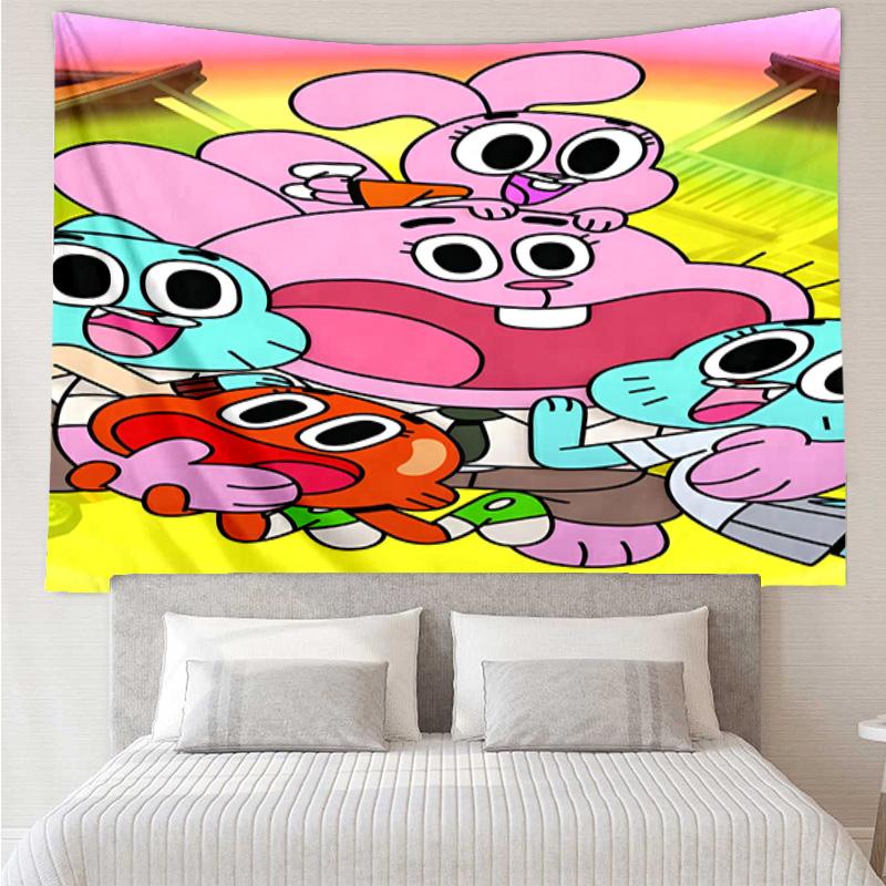 Gum's Colorful Friends Tapestry, Unique Design Tapestry, Wall Decor for Bedroom,Livingroom, Playroom,Heartwarming Fan Holiday Gifts