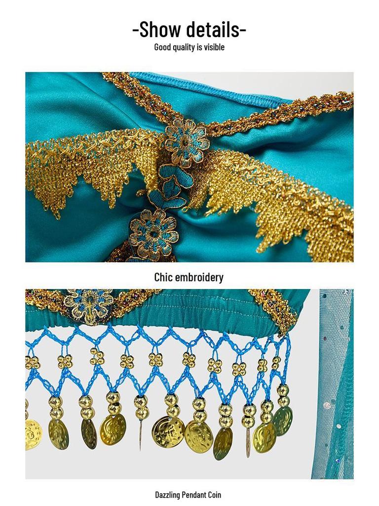 Kinder Indischer Jasmin Prinzessin Tanzkostüm - Ethnische Langarm Performance Outfit