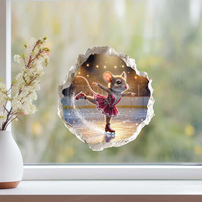 5 Stück/Packung Wintersport Mauseloch Wandaufkleber Schlafzimmer Eingang Wohnzimmer Veranda Hausdeko Wasserdichte Aufkleber M1565