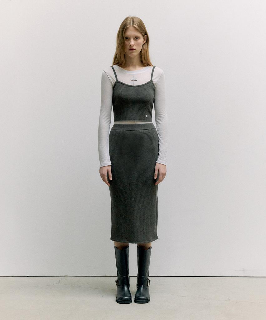 Lora Lora Scallop Knit Skirt Charcoal