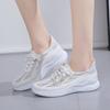 Fashion Women Sneakers Fashion Lace Up Mesh Breathable Outdoor Walking Small White Shoes Round Toe Non-slip Thick Sole Tennis Shoe Mujer