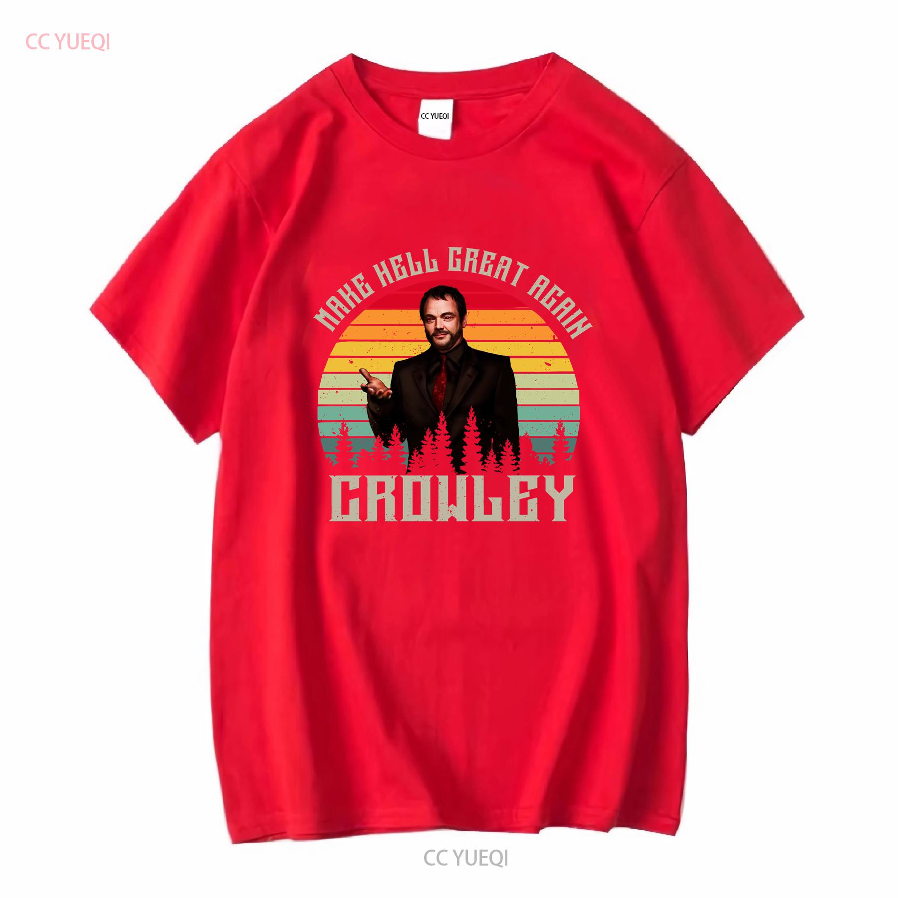 Make Hell Great Again Funny Crowley Retro Vintage T Shirt Supernatural For You And Your Friends 2023 vintage Washed fashion S