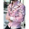 Herren 3D-gedruckte Langarm-Button-Down-Hemden mit Umlegekragen, Nachtclub, Lässig, Camisas Hombre, Große Größen, Streetwear Mode Top