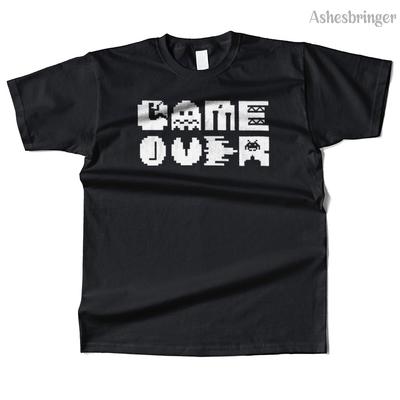 Herren Baumwolle Vintage Game Over 8 Bit Grafik Niedliches T-Shirt Street Casual Style Tee für Männer und Frauen