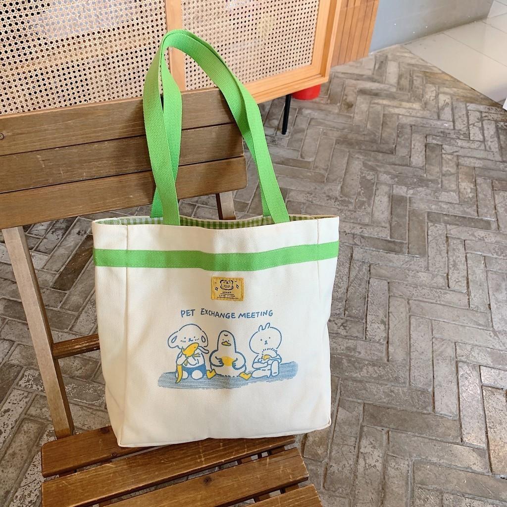 Adorable Ins Style Canvas Tote Bag Cute Casual Shoulder Bag For School Everyday Use