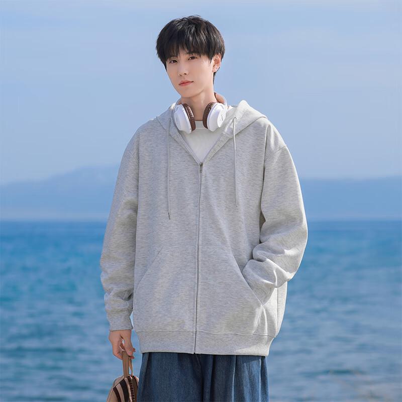 VUUG Men's Oversized American Retro Hooded Zip-Up Hoodie