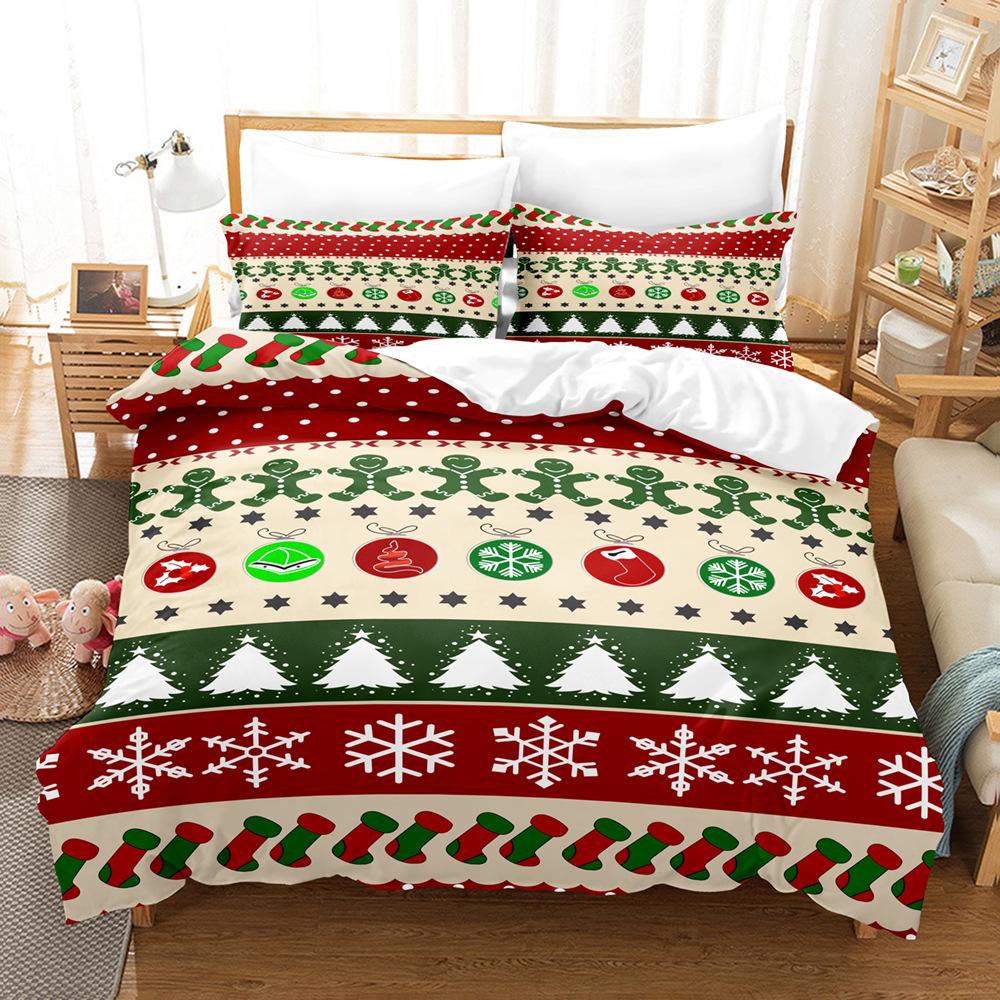 Weihnachts 3D Digitaldruck Dreiteiliges Bettwäsche-Set, Weihnachts Strickserie