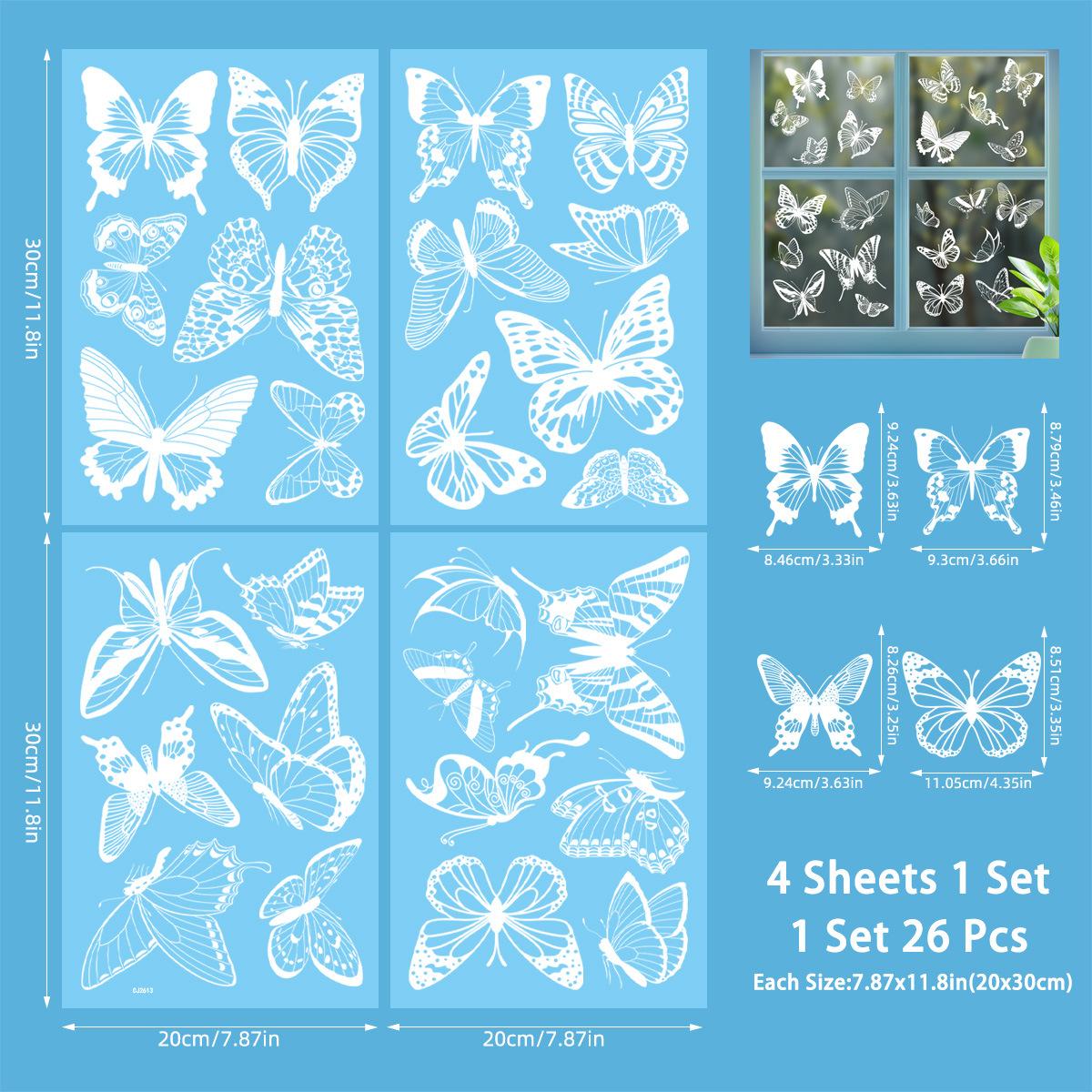

Весна 2026 Білий Метелик Колібрі Квітка Статичні Наклейки на Вікна Без Залишків Декоративні Безпека 20cmx30cmx4 білий
