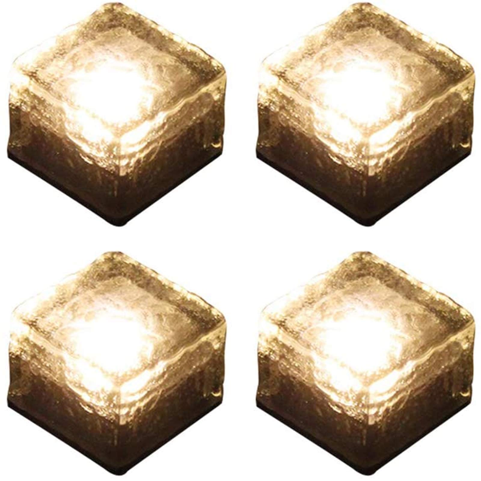 

Set of 4 Solar Garden Solar Panel Warm High IP68 Automatic Outdoor Landscape No Electricity for and Walkways Lights, Rechargeable, Recessed, White,