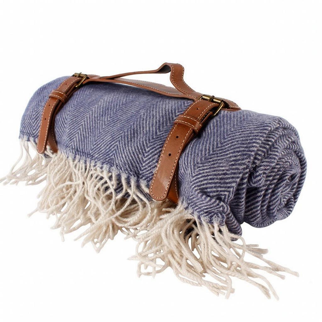 Picnic Mat with Leather Carry Straps Water-Resistant for Camping, Beach Outings