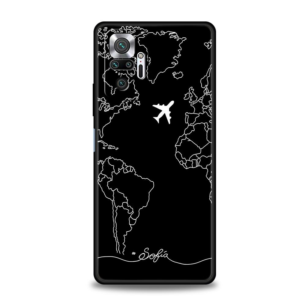 Fashion Planes World Map Travel Phone Case For Xiaomi Redmi Note 12 5G 10C 10 11 9 8 Pro Plus 9S 7 8T 9T 9A 8A 9C K50 K40 Cover