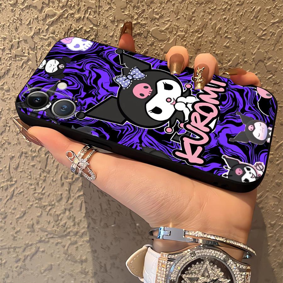 Cute Sanrio Kuromi Case for iPhone XR 17Air 7 8 13 12 11 17 Pro Max 15 16 14 Plus XS Max Black Soft Phone Cover