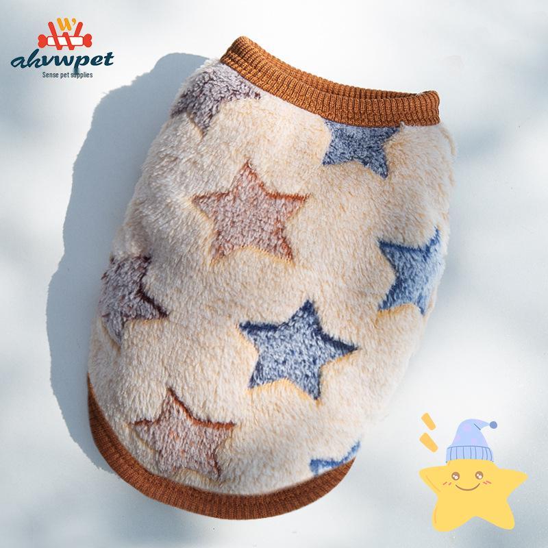 Cozy Cartoon Puppy Flannel Cat & Dog Vest - Warm Teacup Doggy Clothes for Small Pets