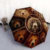Bear pattern, automatic folding umbrella, portable and foldable design, 8 ribs, a Christmas or birthday gift.