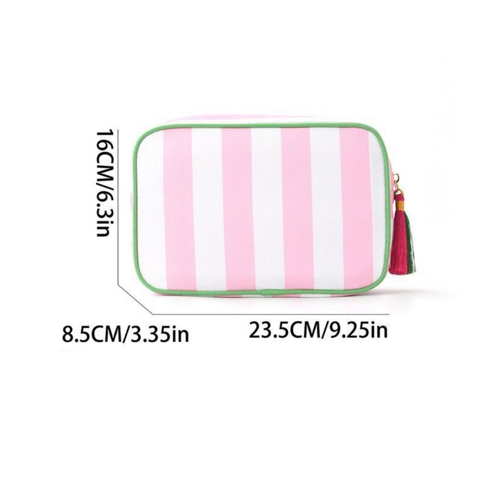 Fashion Striped Cosmetic Bag Tassel Portable Canvas Bags Large Capacity High-Value Makeup Organizer Travel