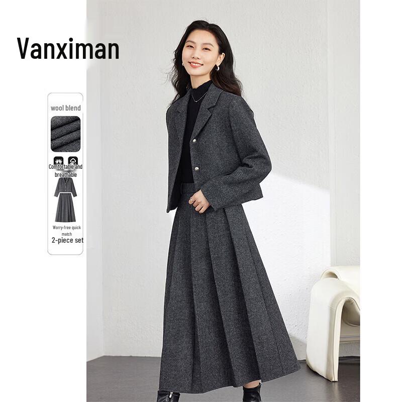 Fanshiman Women s Wool Blend Suit Set M