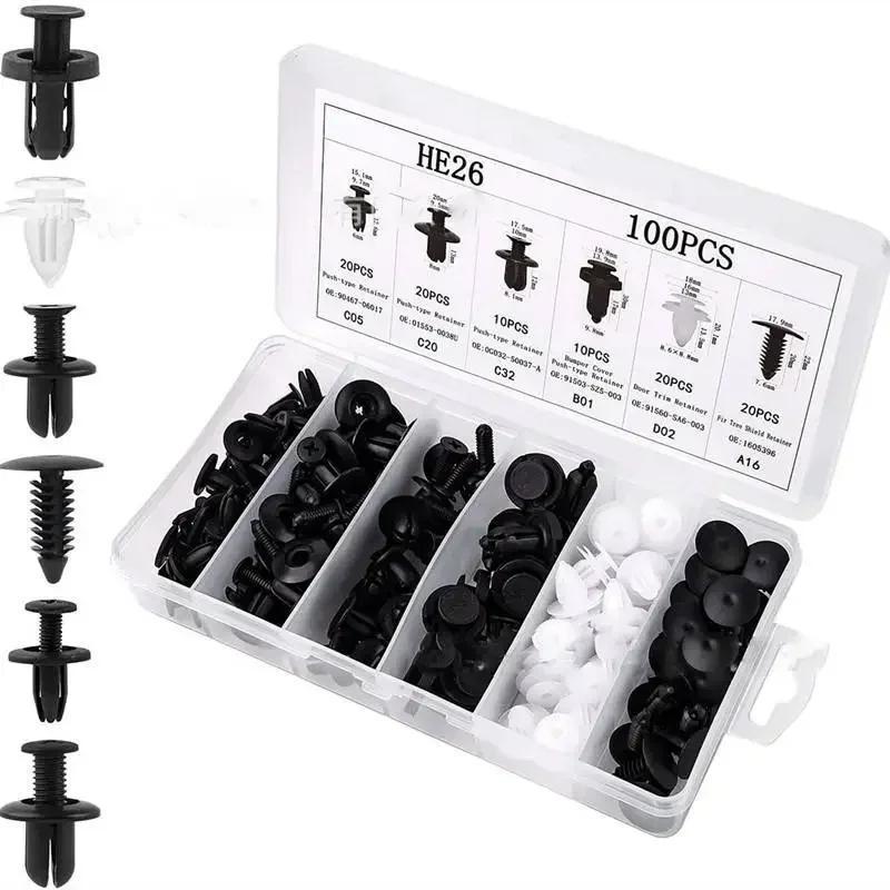 Auto Fastener Clip Mixed Car Body Push Retainer Pin Rivet Bumper Door Trim Panel Fastener Kit Car Clip 100 Box /Bag packaging